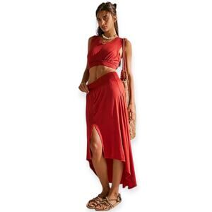 Free People Beach Morningside Dress Free Top & Maxi Skirt Set in Red Size XS